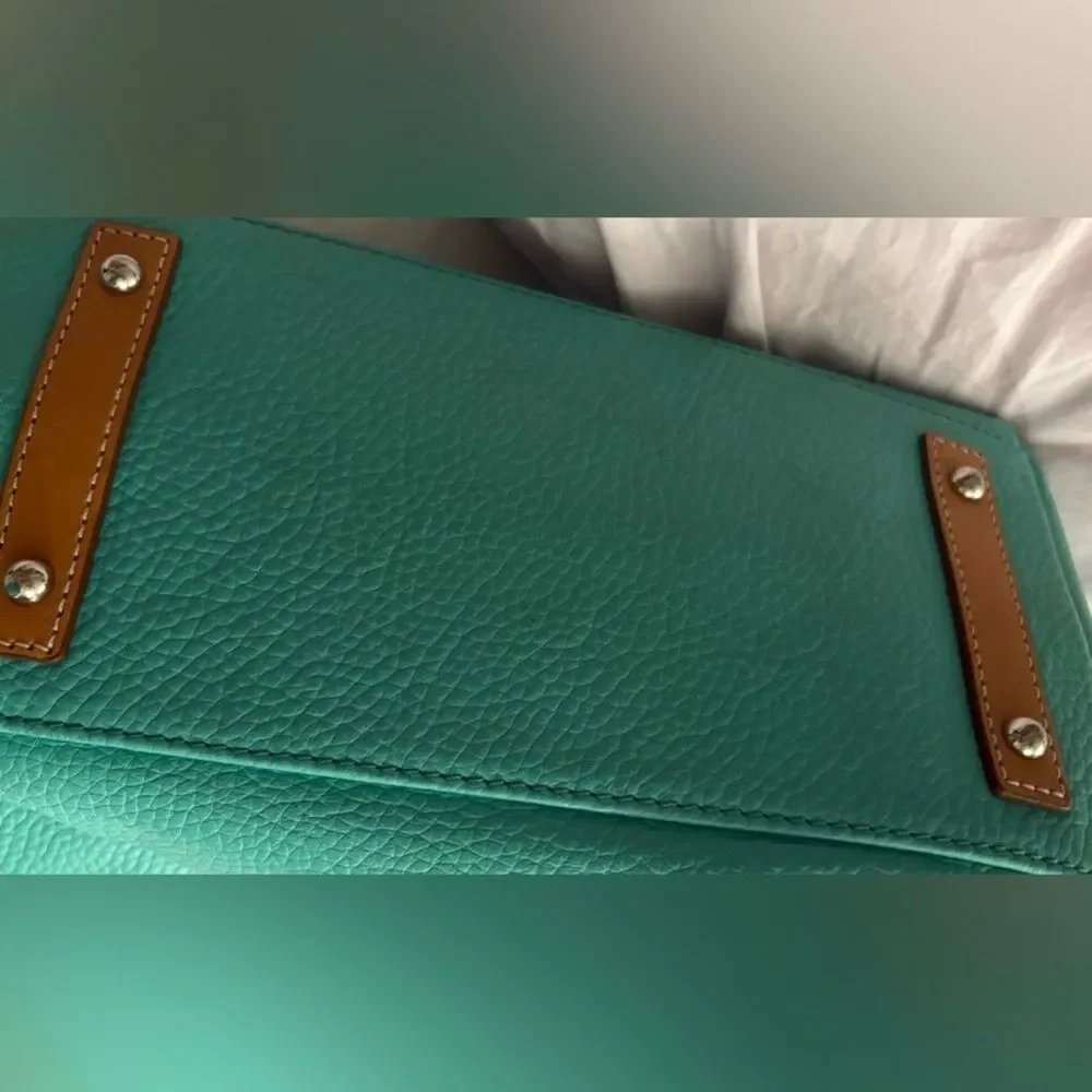Dooney & Bourke Aqua Hobo Bag with Tan Accents